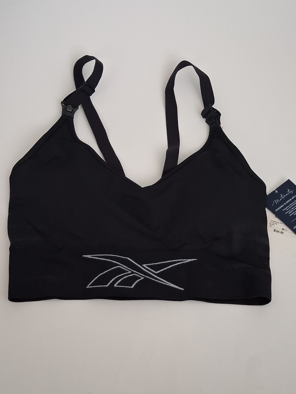 Reebok Studio Maternity Nursing Sports Bra Medium Support Removable Pads Black S
